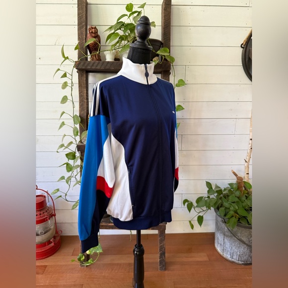Adidas Vintage Navy Blue and White Zip-Up Track Jacket - Picture 5 of 17